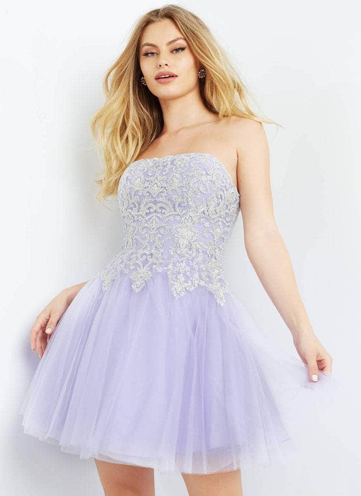 Jovani - Strapless Mesh A-line Cocktail Dress JVN63635 CCSALE
