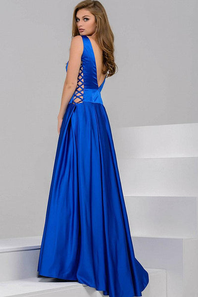 Jovani - Stunning Satin Boat Neckline V Back Ball Gown 42470 Special Occasion Dress