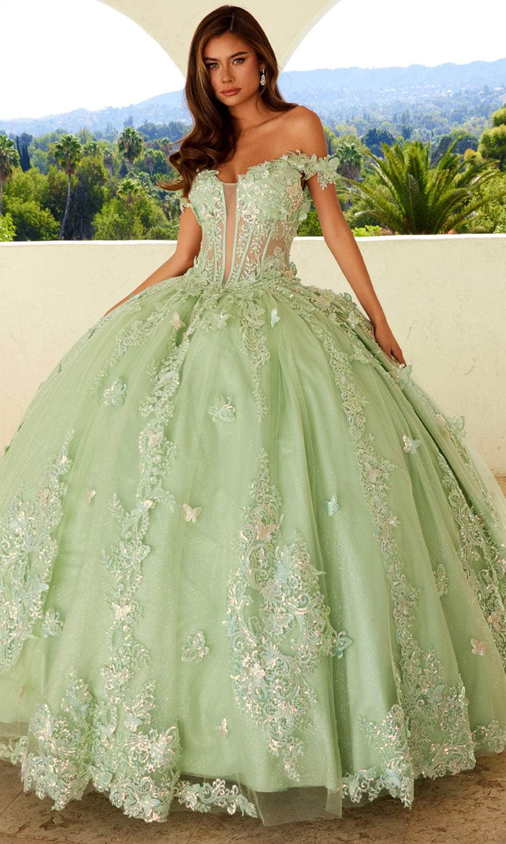 Juliet Dresses 1485J - Elegant Tulle Ball Gown with Butterfly Details Quinceanera Dresses