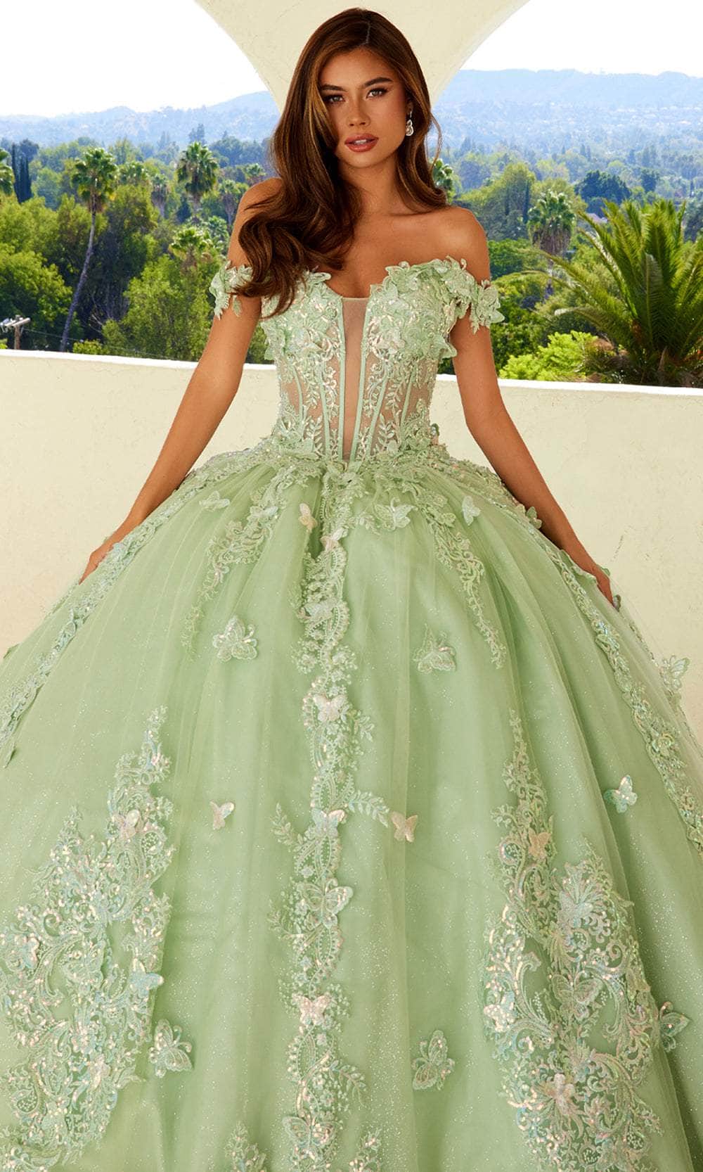Juliet Dresses 1485J - Elegant Tulle Ball Gown with Butterfly Details Quinceanera Dresses