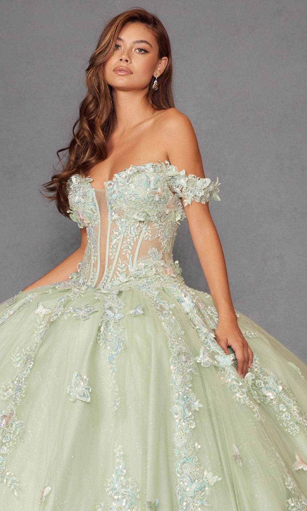Juliet Dresses 1485J - Elegant Tulle Ball Gown with Butterfly Details Quinceanera Dresses