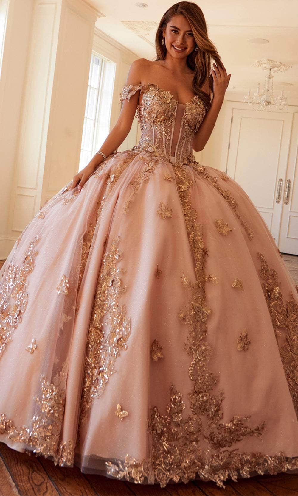 Juliet Dresses 1485J - Elegant Tulle Ball Gown with Butterfly Details Quinceanera Dresses