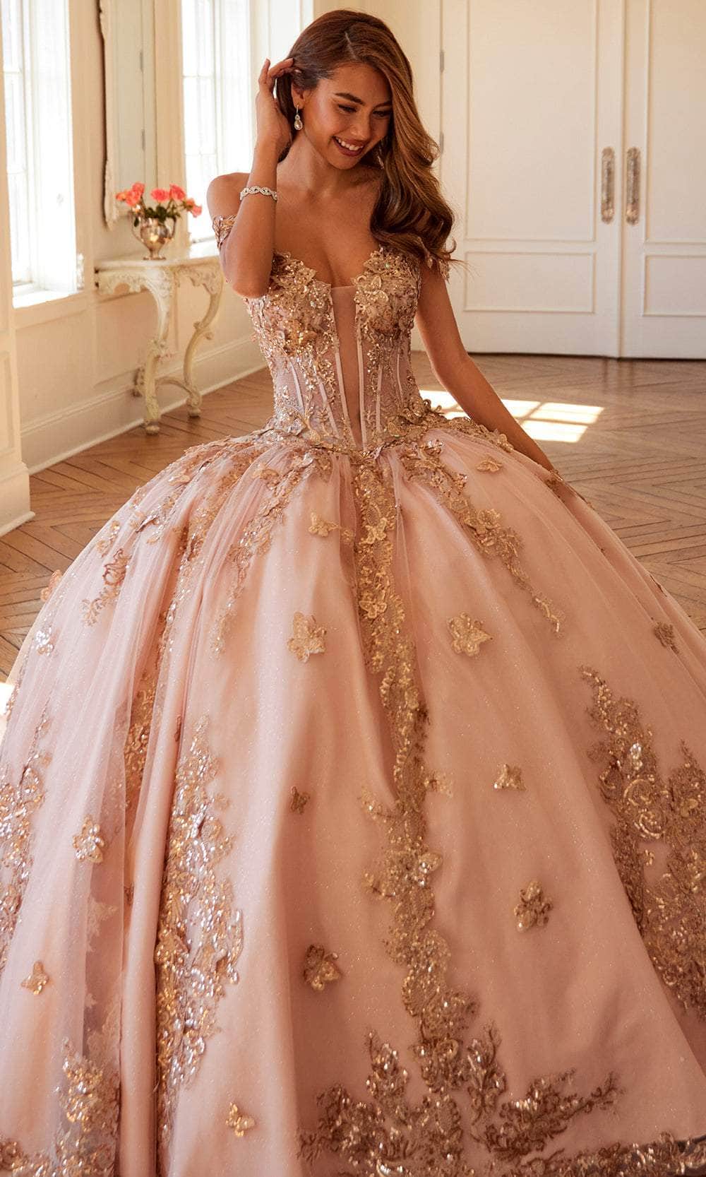 Juliet Dresses 1485J - Elegant Tulle Ball Gown with Butterfly Details Quinceanera Dresses