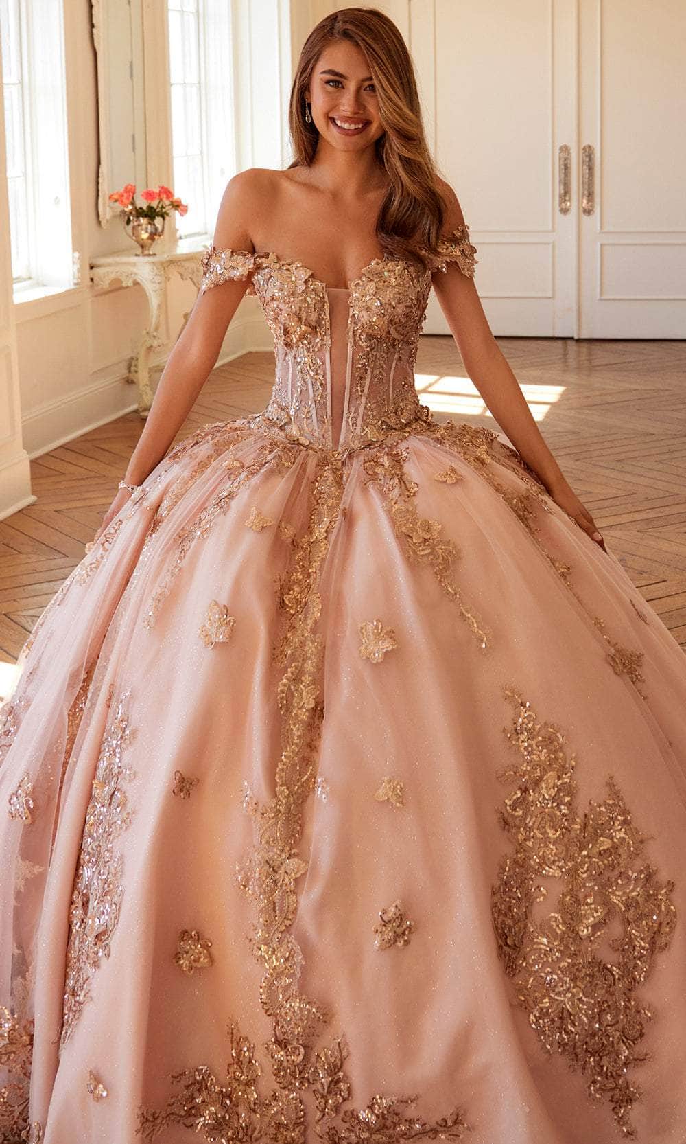 Juliet Dresses 1485J - Elegant Tulle Ball Gown with Butterfly Details Quinceanera Dresses