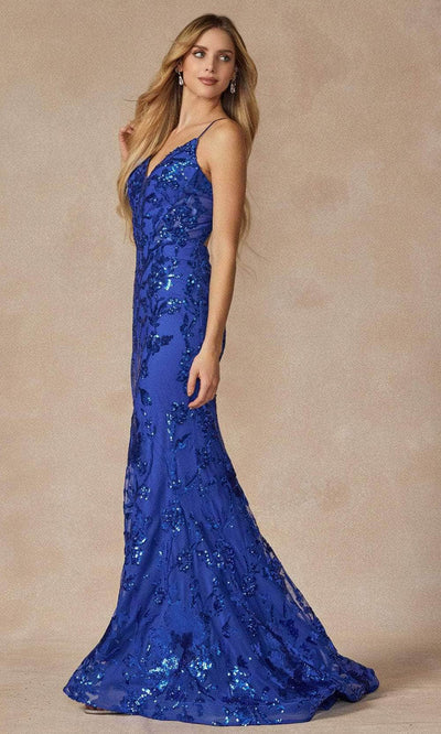 Juliet Dresses 2411 - Lace-Up Cutout Back Prom Gown Evening Dresses