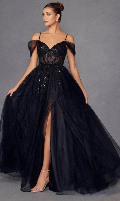 Juliet Dresses 2466A - Off Shoulder Sleeves Sweetheart Gown Prom Dresses