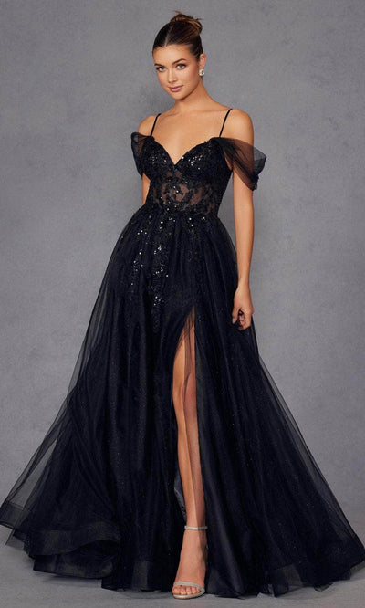 Juliet Dresses 2466A - Off Shoulder Sleeves Sweetheart Gown Prom Dresses