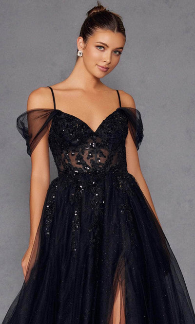 Juliet Dresses 2466A - Off Shoulder Sleeves Sweetheart Gown Prom Dresses