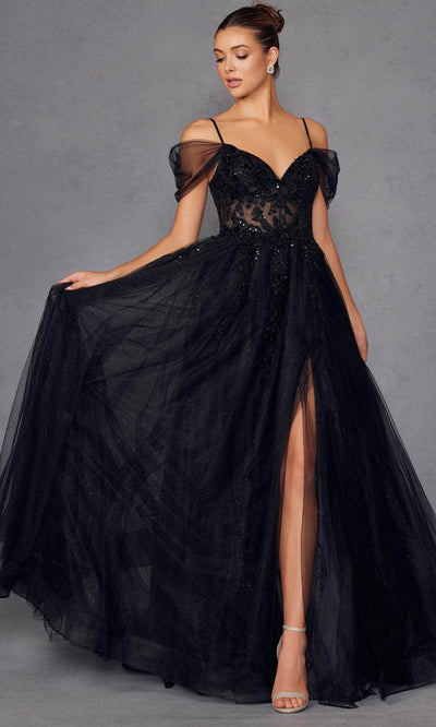 Juliet Dresses 2466A - Off Shoulder Sleeves Sweetheart Gown Prom Dresses