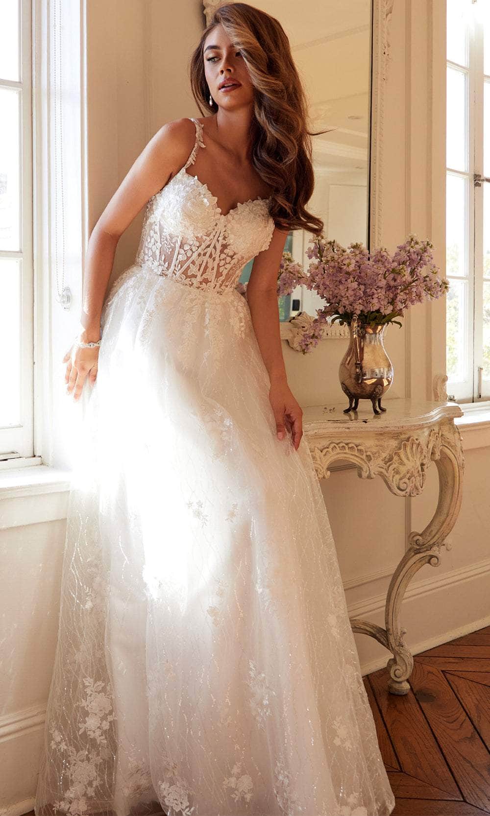 Juliet Dresses 2495AW - Ethereal Tulle Gown with Sheer Bodice Wedding Dresses