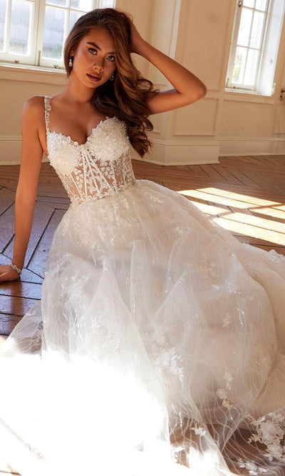 Juliet Dresses 2495AW - Ethereal Tulle Gown with Sheer Bodice Wedding Dresses