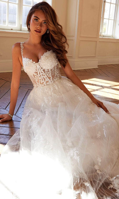Juliet Dresses 2495AW - Ethereal Tulle Gown with Sheer Bodice Wedding Dresses