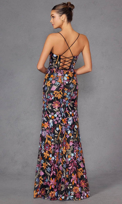 Juliet Dresses 2498A - Plunging Neckline Embroidered Gown Prom Dresses