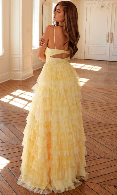 Juliet Dresses 2508A - Spaghetti Strap Tiered Gown Prom Dresses