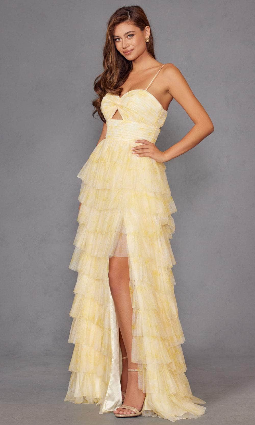 Juliet Dresses 2508A - Spaghetti Strap Tiered Gown Prom Dresses