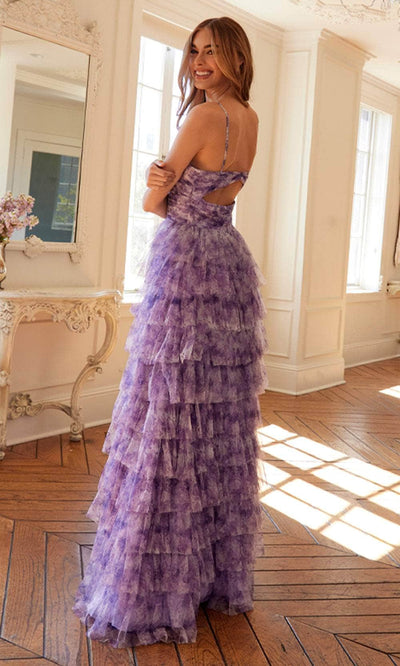 Juliet Dresses 2508A - Spaghetti Strap Tiered Gown Prom Dresses