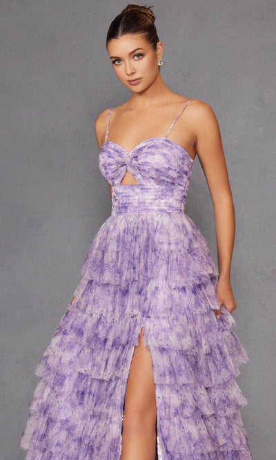 Juliet Dresses 2508A - Spaghetti Strap Tiered Gown Prom Dresses