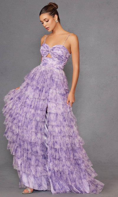 Juliet Dresses 2508A - Spaghetti Strap Tiered Gown Prom Dresses