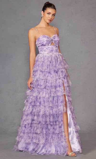 Juliet Dresses 2508A - Spaghetti Strap Tiered Gown Prom Dresses