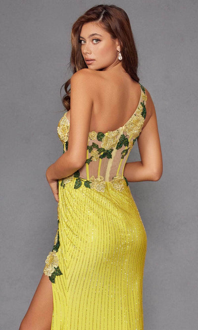 Juliet Dresses 2514R - Asymmetrical Neckline Embellished Formal Gown Prom Dresses