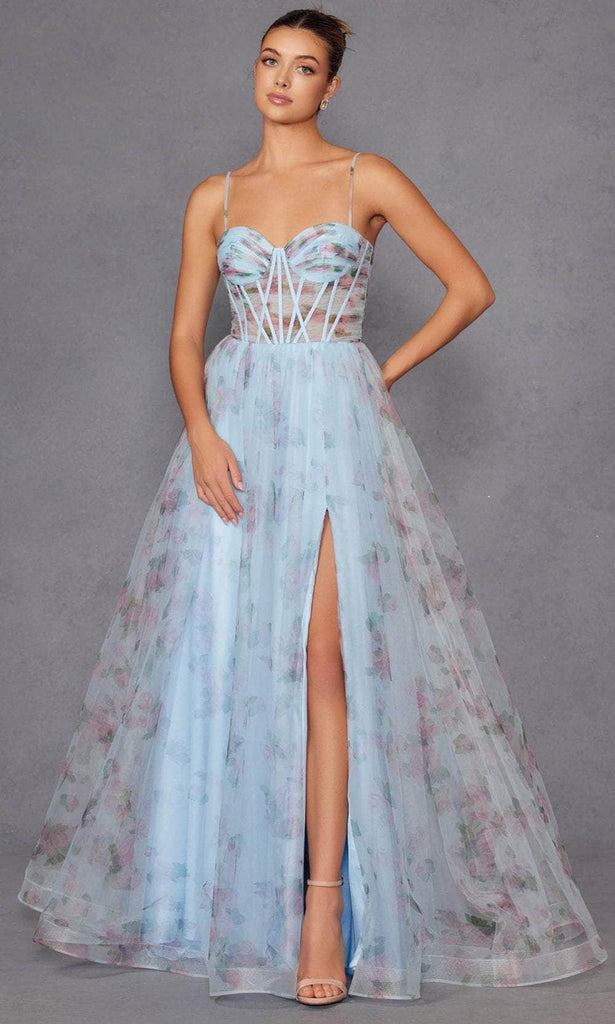 gorgeous dresses that are two pieces and have high slits Jovani 40763 Prom Long Fitted Sequins Slit Formal Dress main image 0