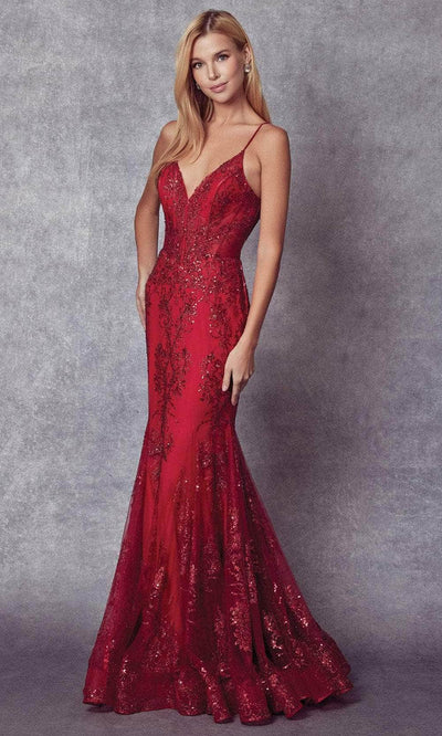 Juliet Dresses 274 - Illusion Corset Mermaid Prom Gown Prom Dresses XS / Red