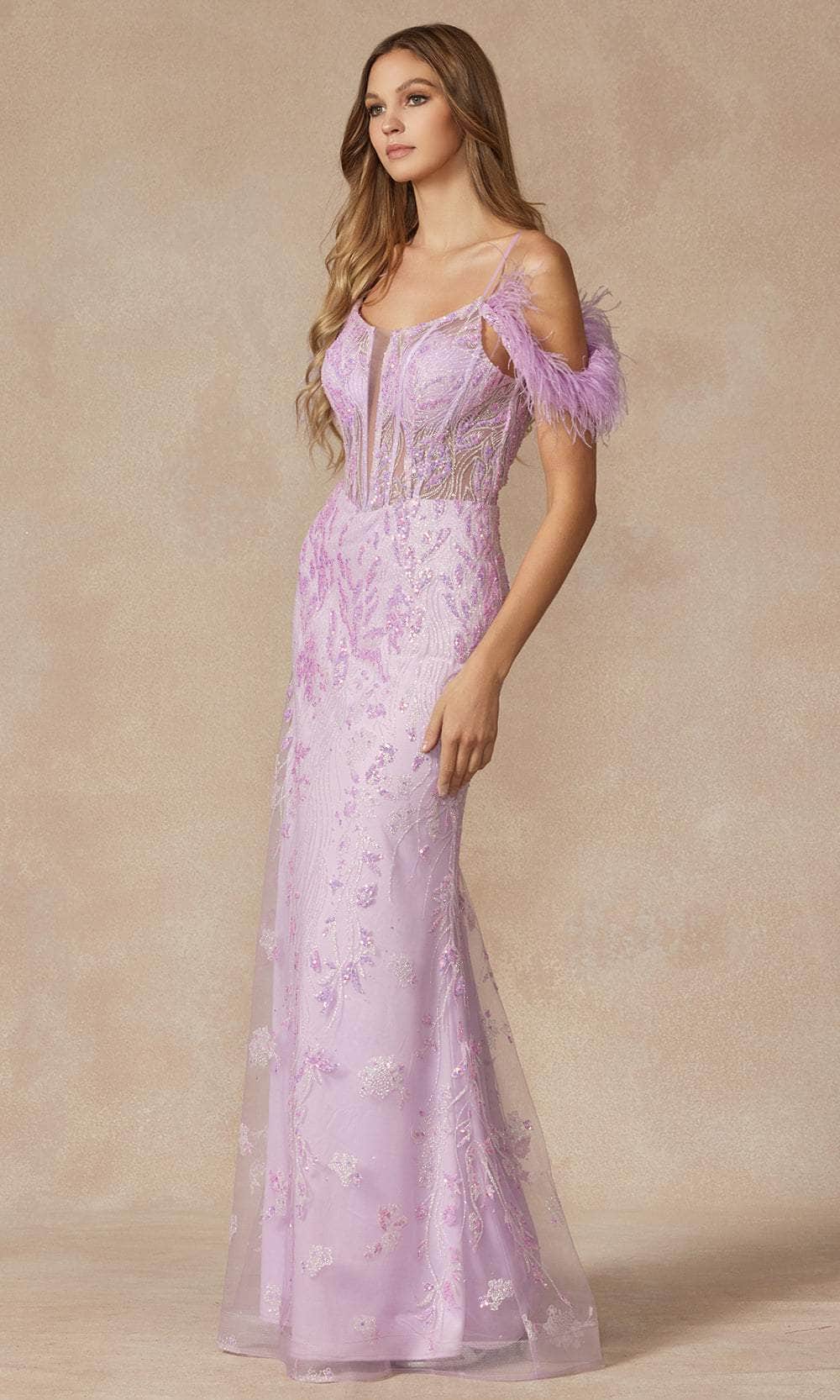 Juliet Dresses 288 - Plunging Sequin Embroidered Gown Prom Dresses