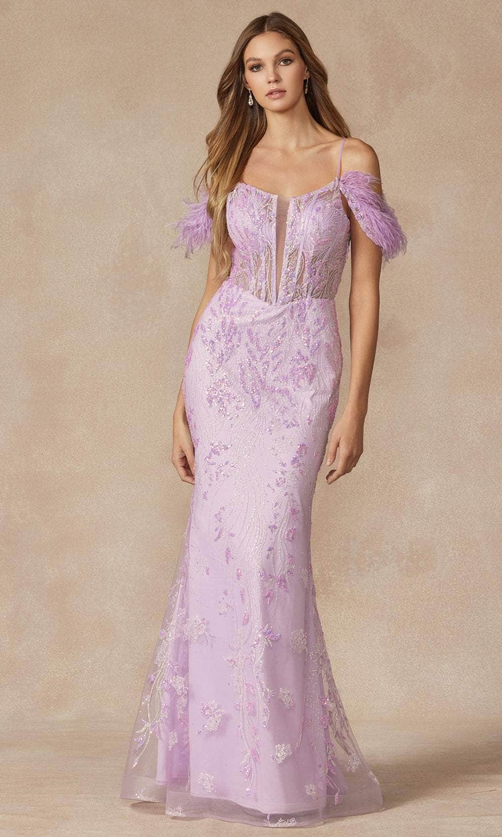 Juliet Dresses 288 - Plunging Sequin Embroidered Gown Prom Dresses