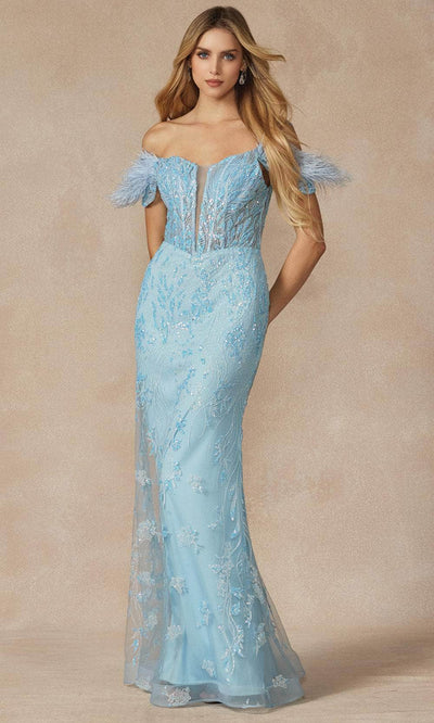Juliet Dresses 288 - Plunging Sequin Embroidered Gown Prom Dresses