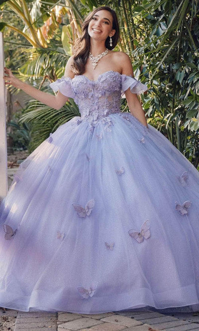 Juliet Dresses JT1448J - Butterfly Appliqued Sweetheart Ballgown Special Occasion Dresses XS / Lilac