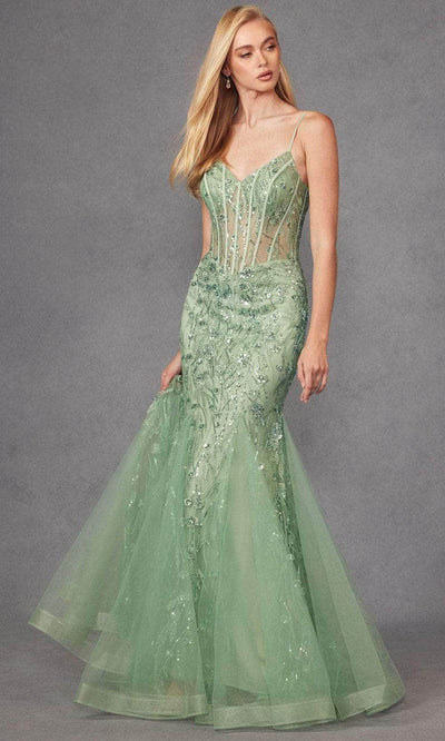 Juliet Dresses JT2441S - V-Neck Godets Accent Prom Gown Evening Dresses