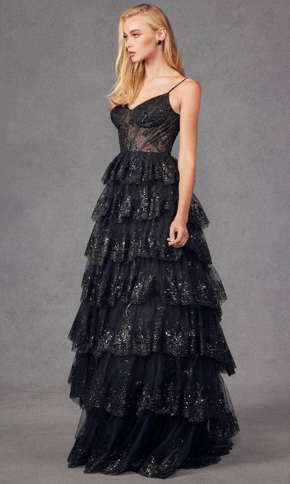 Juliet Dresses JT2454K - Sequin Lace Ruffle Skirt Prom Gown Evening Dresses