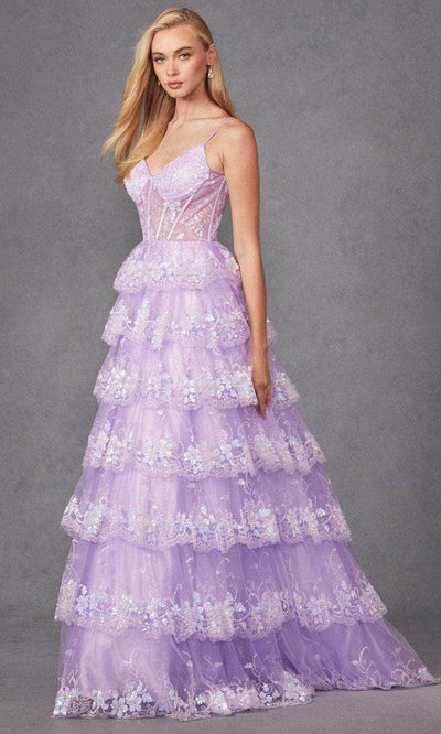 Juliet Dresses JT2454K - Sequin Lace Ruffle Skirt Prom Gown Evening Dresses