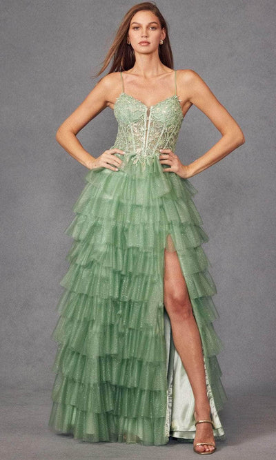 Juliet Dresses JT2458A - Tiered Ruffle Prom Gown Prom Dresses XS / Sea Green