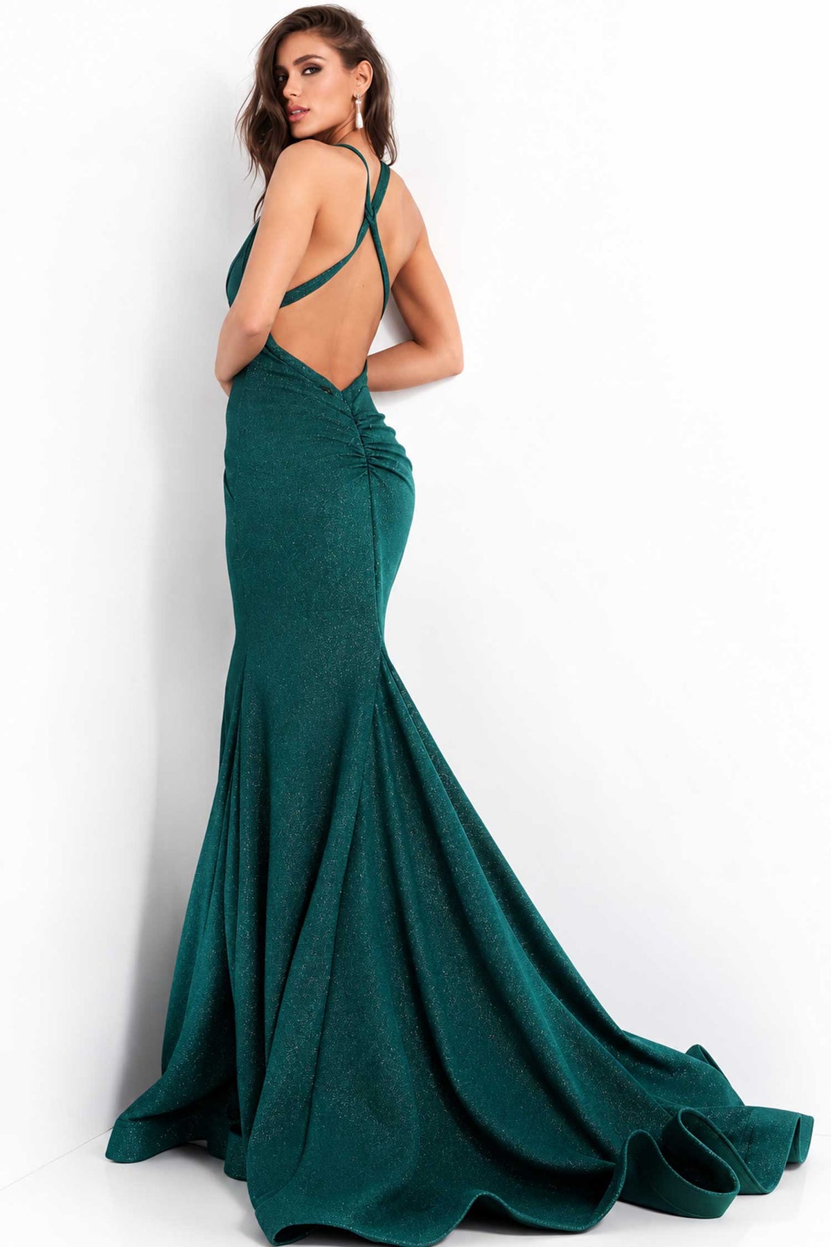 JVN by Jovani  JVN00698 - V-Neck Glitter Mermaid Gown