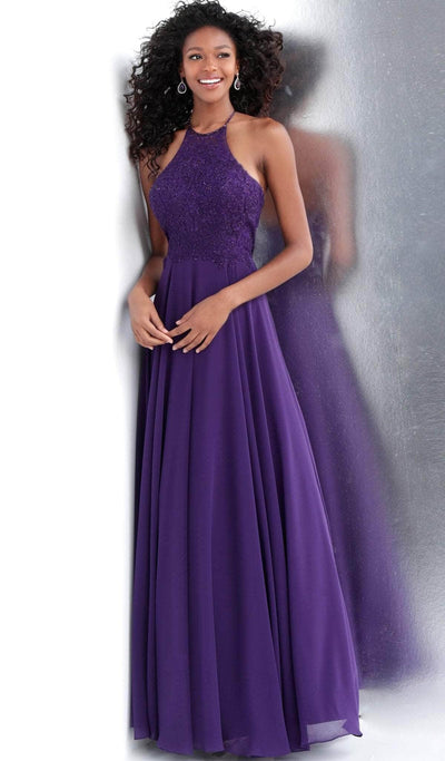 JVN by Jovani - Embroidered Halter Dress JVN64114SC - 1 pc Blush In Size 4 Available Prom Dresses 4 / Blush