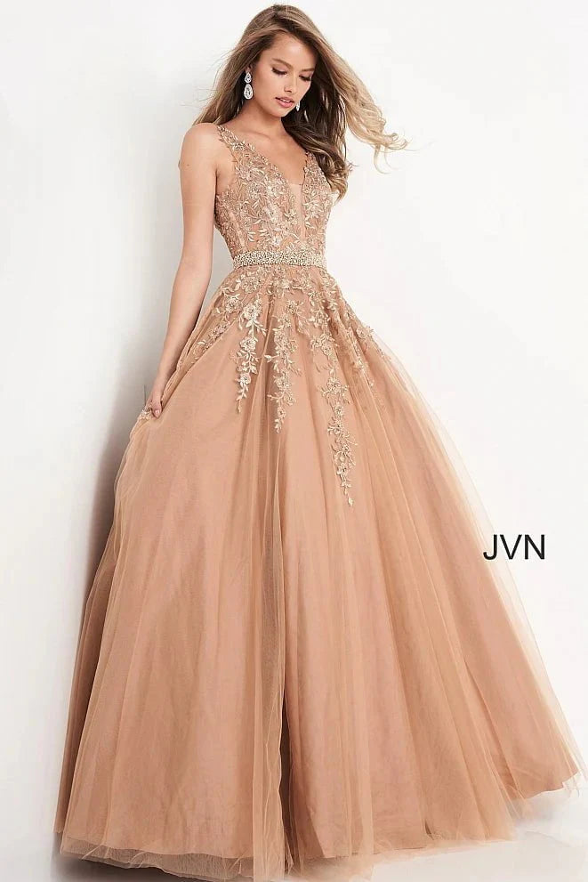 JVN by Jovani - JVN00925 Embroidered Junior Prom Gown Prom Dresses