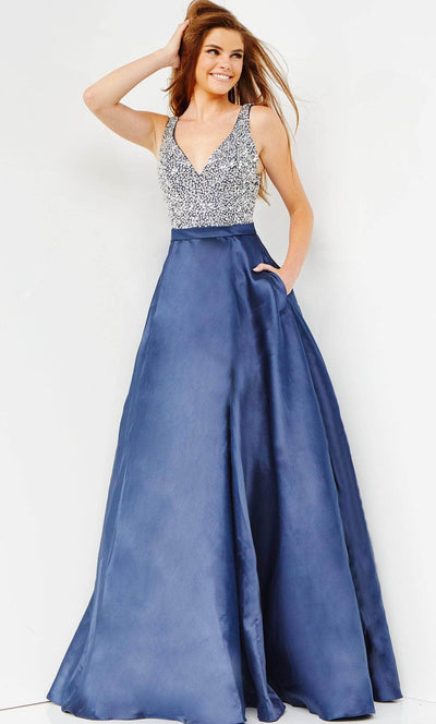 JVN BY Jovani JVN08474 - Off Shoulder Mikado Prom Gown Special Occasion Dress 00 / Royal