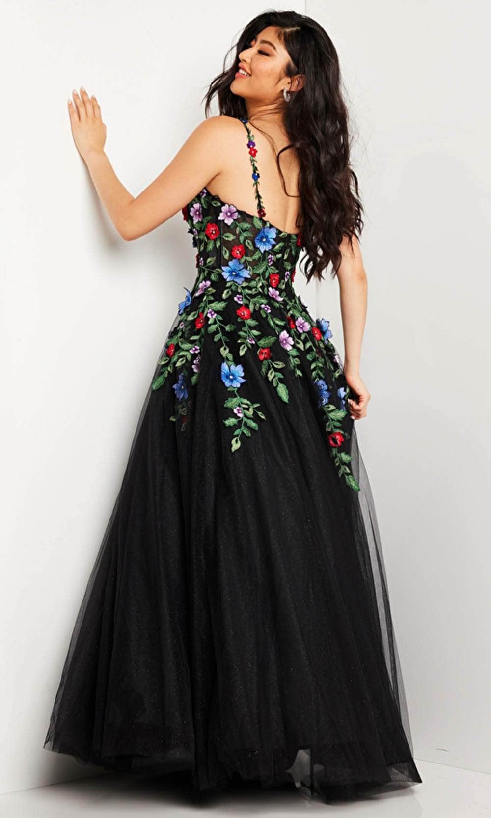 JVN by Jovani JVN37489 - Floral Embellished Sleeveless Ballgown Ballgown Dresses