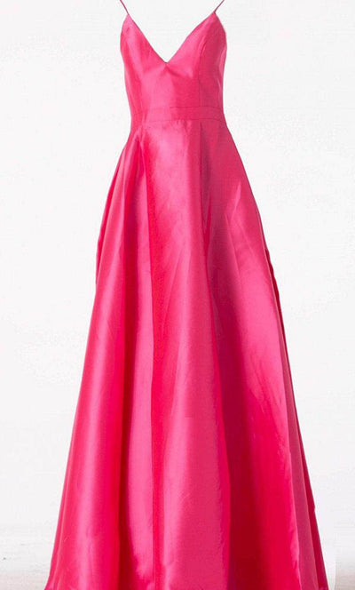 JVN by Jovani - Satin Spaghetti Straps V Neckline Prom Dress JVN48791 Prom Dresses