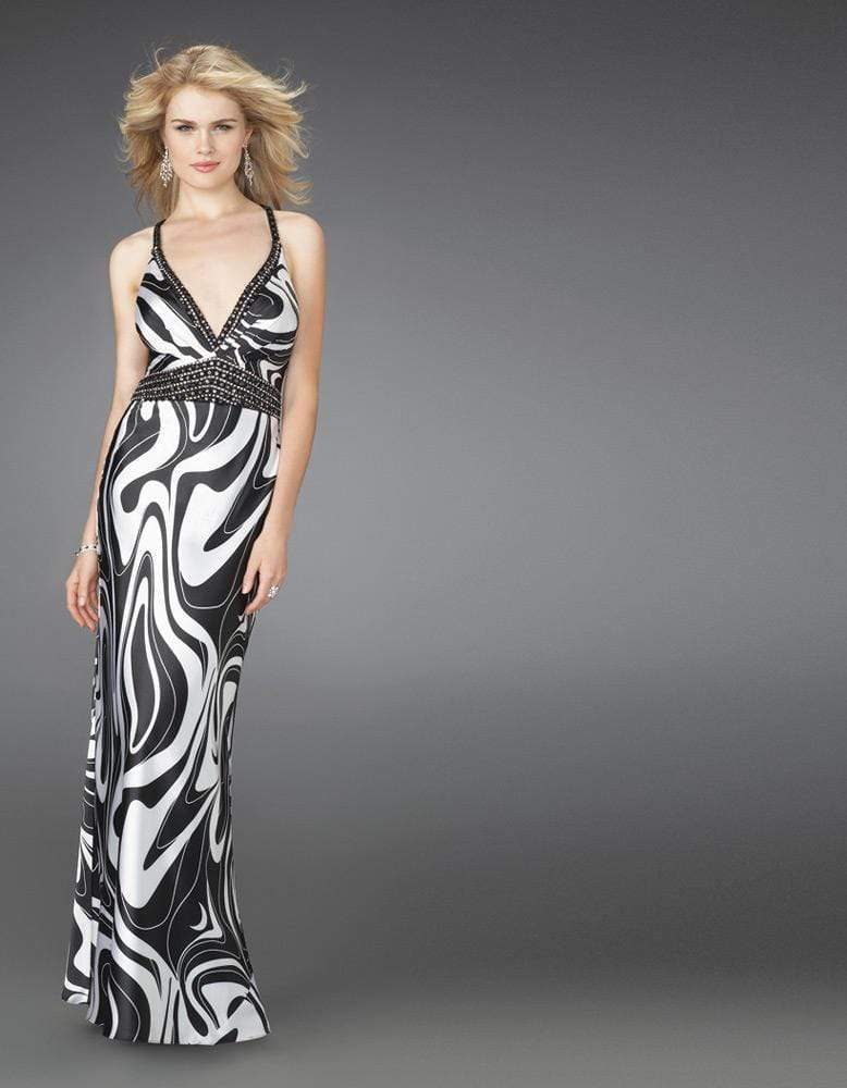 La Femme - 14186 Elegant Sleek Long Dress with Criss Cross Back Special Occasion Dress