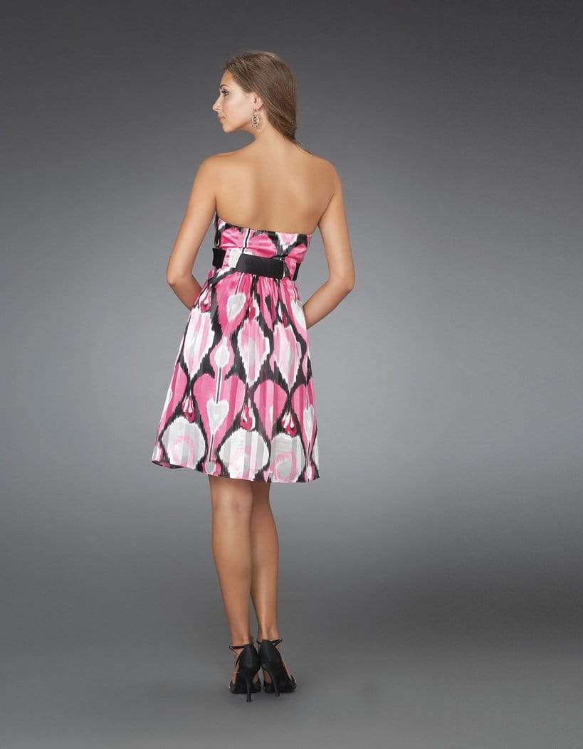 La Femme - 14424 Printed Strapless Cocktail Dress with Black Belt Special Occasion Dress