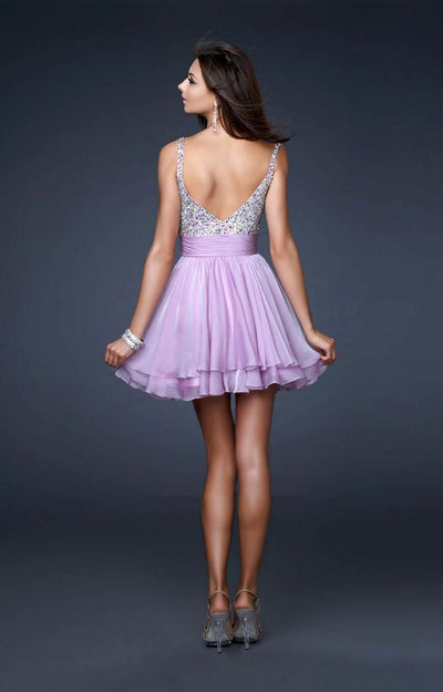 La Femme - 16813 Bejeweled Short Chiffon Party Dress Special Occasion Dress