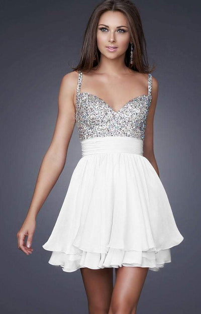 La Femme - 16813 Bejeweled Short Chiffon Party Dress Special Occasion Dress