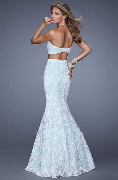 La Femme - 21096SC Two Piece Lace Prom Dress - 1 pc White/Wisteria In Size 00 Available CCSALE 00 / White/Wisteria