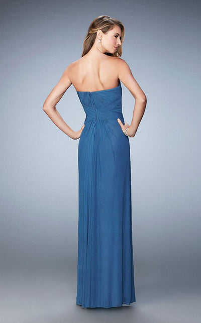 La Femme - 23023 Strapless Ruched Sheath Long Dress with Shawl Special Occasion Dress