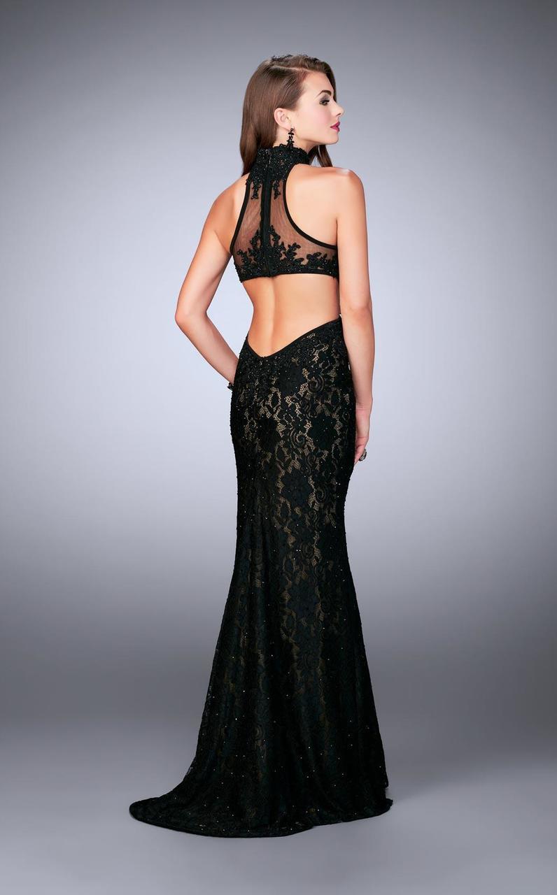 La Femme - 23732 Sleeveless Illusion High Halter Neck Laced Gown Special Occasion Dress
