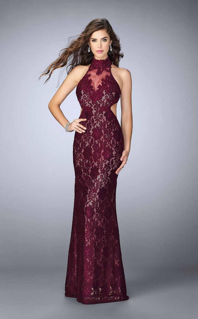 La Femme - 23732 Sleeveless Illusion High Halter Neck Laced Gown Special Occasion Dress
