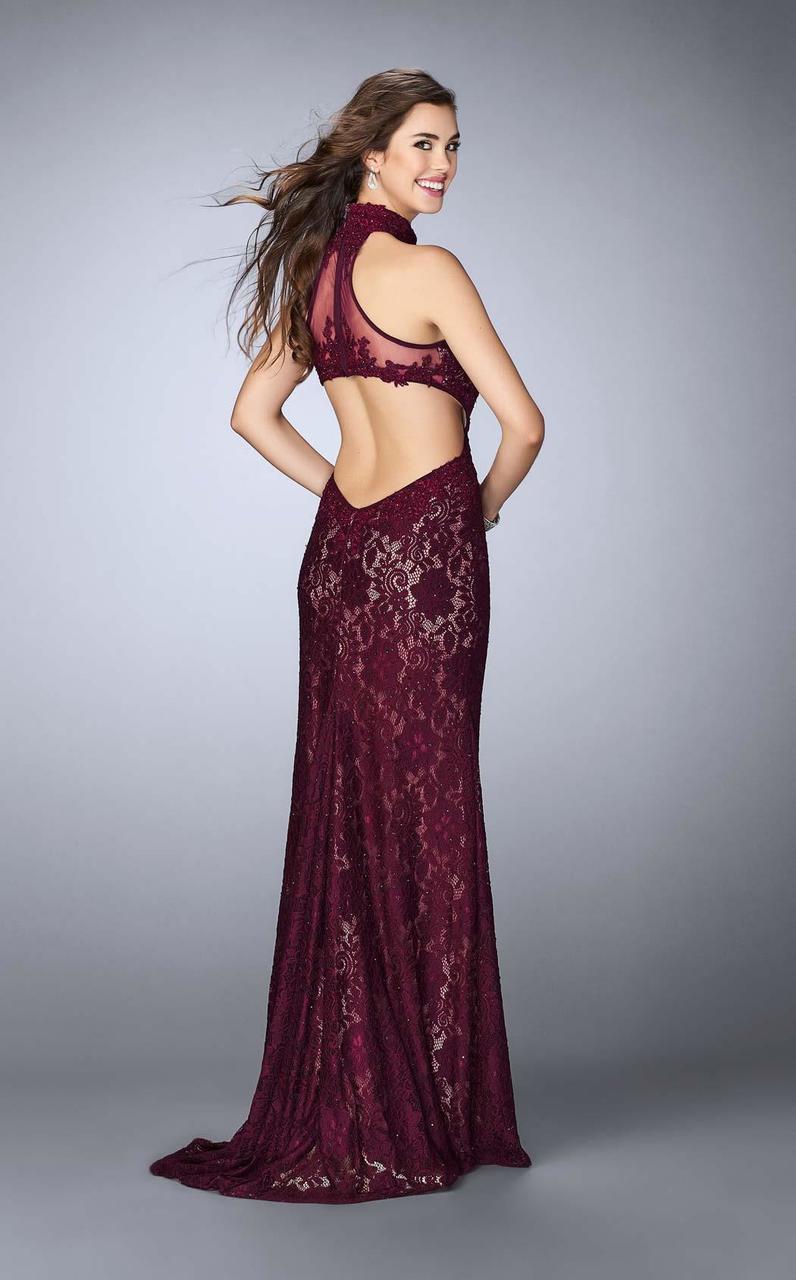 La Femme - 23732 Sleeveless Illusion High Halter Neck Laced Gown Special Occasion Dress