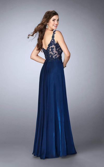 La Femme - 23802 Deep V Neck Illusion Lace Top Prom Gown Special Occasion Dress